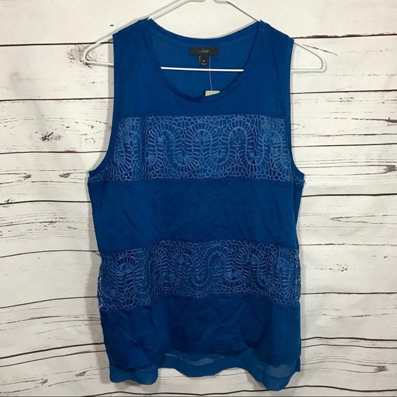 J. Crew Blue Lace Tank Top - Picture 2 of 3